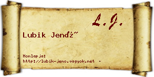 Lubik Jenő névjegykártya